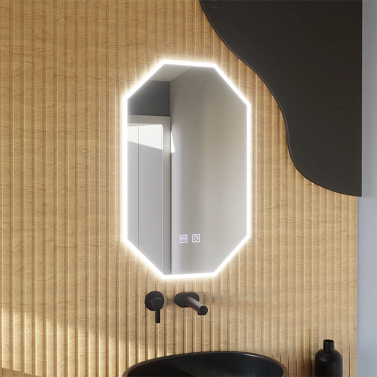 Polygon LED mirror E43S/50X80, Light and Defogging System, 50X80cm