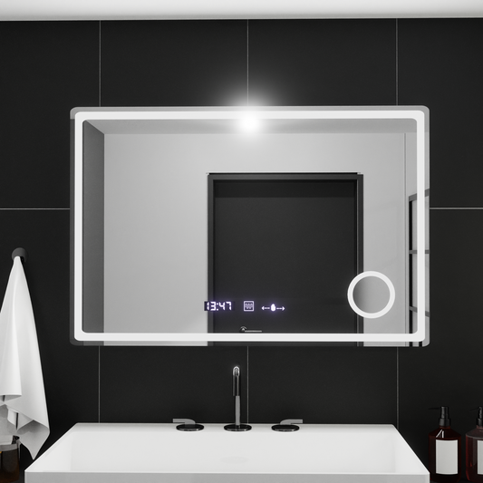 Oglinda LED Rectangulara, 90x60cm, Velour MotionGlow Marcello, Sistem Dezaburire, Ceas & Termometru, Lupa Cosmetica, Dimabila Oglinzi Marcello Default Title Alessandro Design