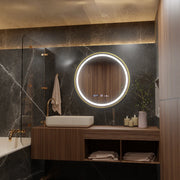 Round LED Mirror, 60cm, Celeste Royale Gold Eleve MotionGlow Marcello, De-fogging System, Clock & Thermometer, Dimmable, Detachable Strap Marcello Mirrors Default Title Alessandro Design