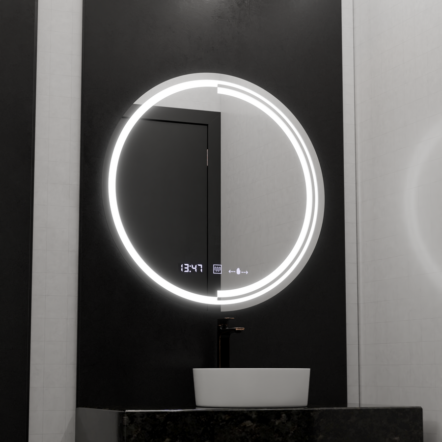 LED Round Mirror, 60cm, MotionGlow Sensor Consuel Marcello, De-fogging System, Clock & Thermometer, Dimable Mirrors Marcello Default Title Alessandro Design