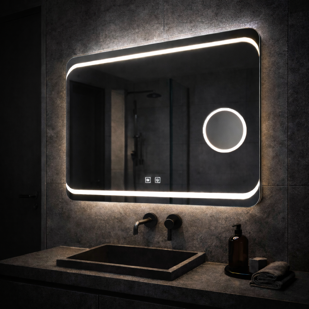Rectangular LED mirror, 80x60cm, Stella Touch, Demisting System Mirrors Korman E Default Title Alessandro Design