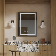 Rectangular LED Mirror, 50x70cm, Verite Majeste Noir Motion Glow Marcello, De-fogging System, Clock & Thermometer, Dimable Mirrors Marcello Default Title Alessandro Design
