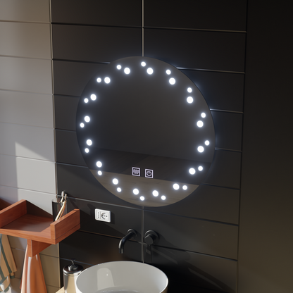 Touch Ivory LED Mirror, Demister System, Diameter 60cm, Cold Light 6000K Korman Mirrors E Default Title Alessandro Design