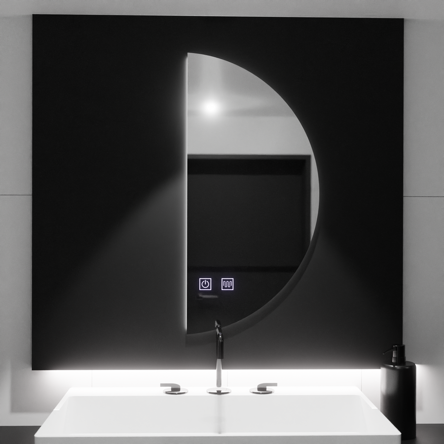 Oglinda LED Semiluna FELHOLD, 220x110cm, Sistem Touch, Lumina Rece 6000K, Dimabila