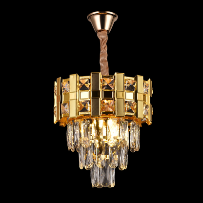 Candelabru Cristal BRAN Petito 3xE14, Diametru 30cm, Auriu Lucios, Inaltime Reglabila Candelabre Cristal Default Title Alessandro Design