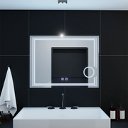 Rectangular LED mirror, 80x60cm, CANTO Touch, Demister System, Dimmable