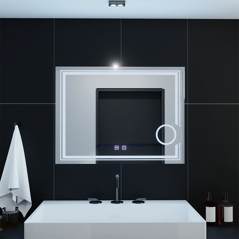 Rectangular LED mirror, 80x60cm, CANTO Touch, Demister System, Dimmable