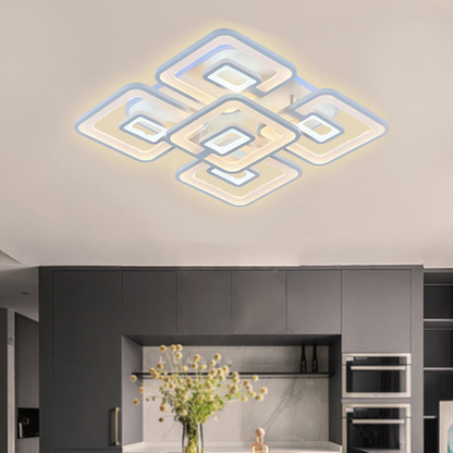 LED chandelier with remote control FELIX 119W, 5 Squares, Cold/Warm/Neutral light, Dimmable, White LED chandelier with remote control Default Title Alessandro Design