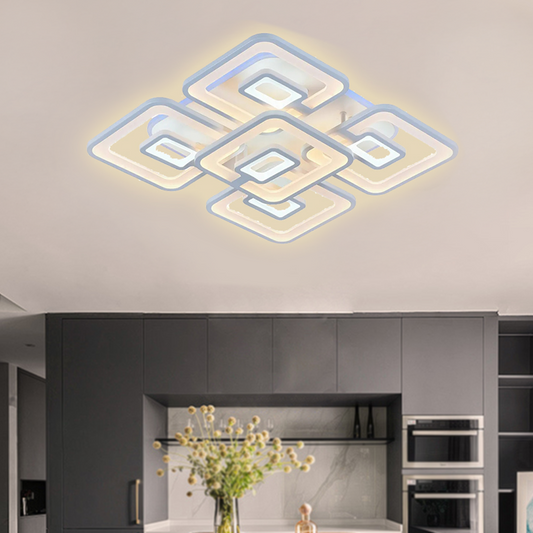 LED chandelier with remote control FELIX 119W, 5 Squares, Cold/Warm/Neutral light, Dimmable, White LED chandelier with remote control Default Title Alessandro Design