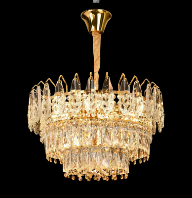 Crystal Chandelier CC6687/500GD 9x E14, Diameter 50cm, Shiny Gold, Adjustable Height