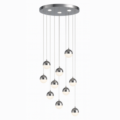 Hanging LED chandelier with remote control JEREMIAS 132W, 10 Elements, Cold/Warm/Neutral light, Dimmable, Silver Modern Chandeliers Default Title Alessandro Design