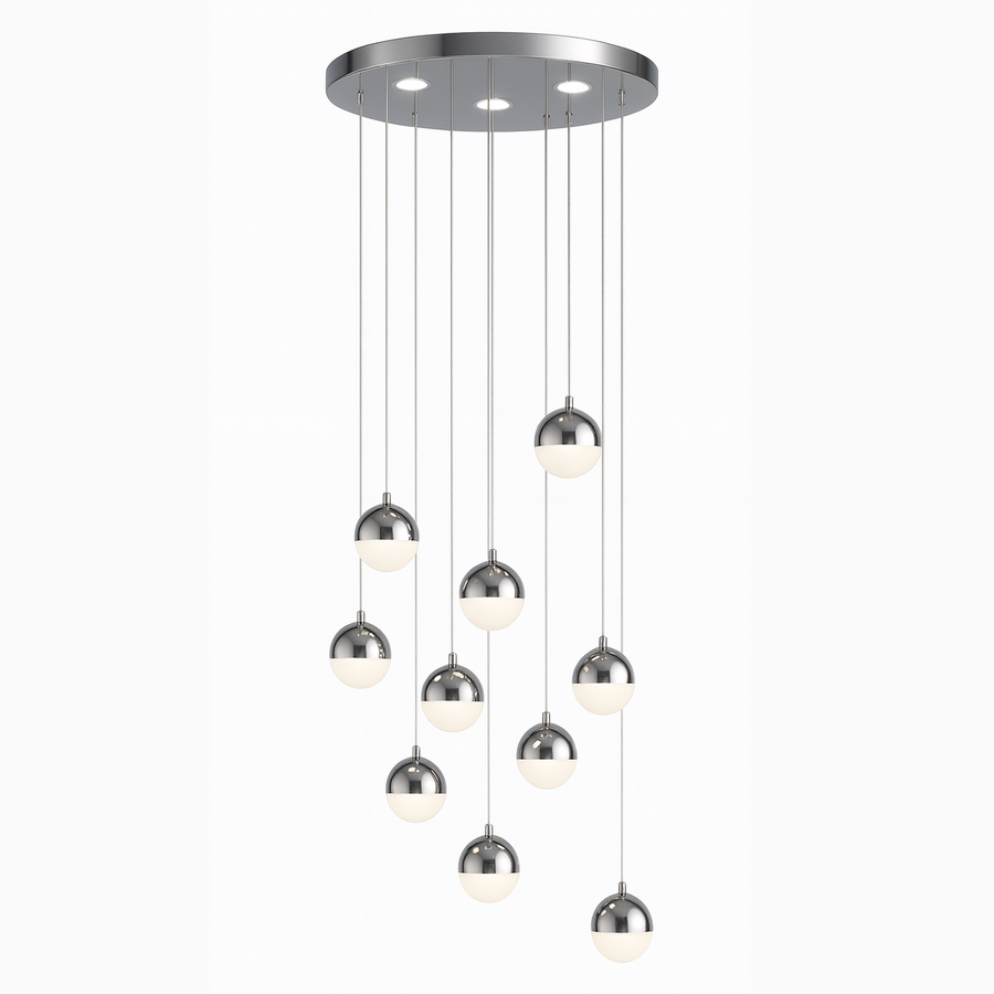 Hanging LED chandelier with remote control JEREMIAS 132W, 10 Elements, Cold/Warm/Neutral light, Dimmable, Silver Modern Chandeliers Default Title Alessandro Design