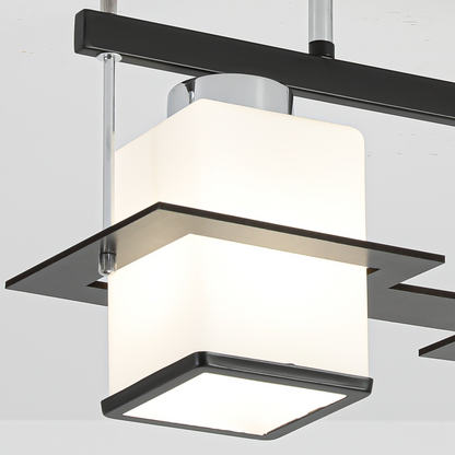 Aramis Classic Chandelier with Wood Square Shade 2X E27 Gray Black Classic Chandeliers Default Title Alessandro Design