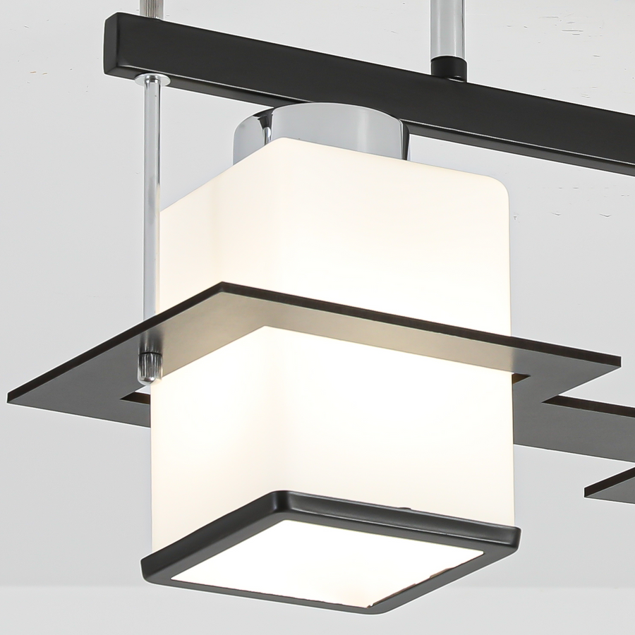 Aramis Classic Chandelier with Wood Square Shade 2X E27 Gray Black Classic Chandeliers Default Title Alessandro Design