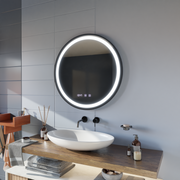LED Touch Mirror NOVARA De-fogging System, Clock and Temperature 50 cm Black Frame Brushed Mirrors Korman S Default Title Alessandro Design