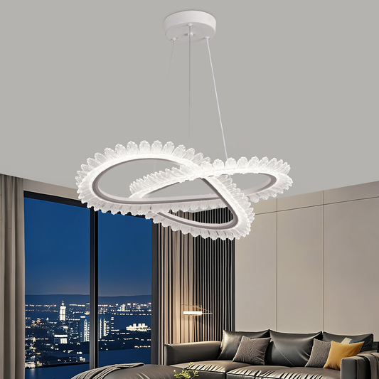 Lustra LED cu Telecomanda LT187WH, Cristal si Metal, 52W, Dimabila, Inaltime Reglabila, lumina Rece/Calda/Neutra, Iluminat Luxos Lustre LED cu Telecomanda Default Title Alessandro Design