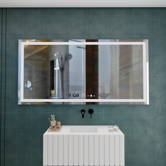 Rectangular LED mirror, 120x60cm, Verite MotionGlow Marcello, Demisting System, Clock & Thermometer, Dimable Mirrors Marcello Default Title Alessandro Design