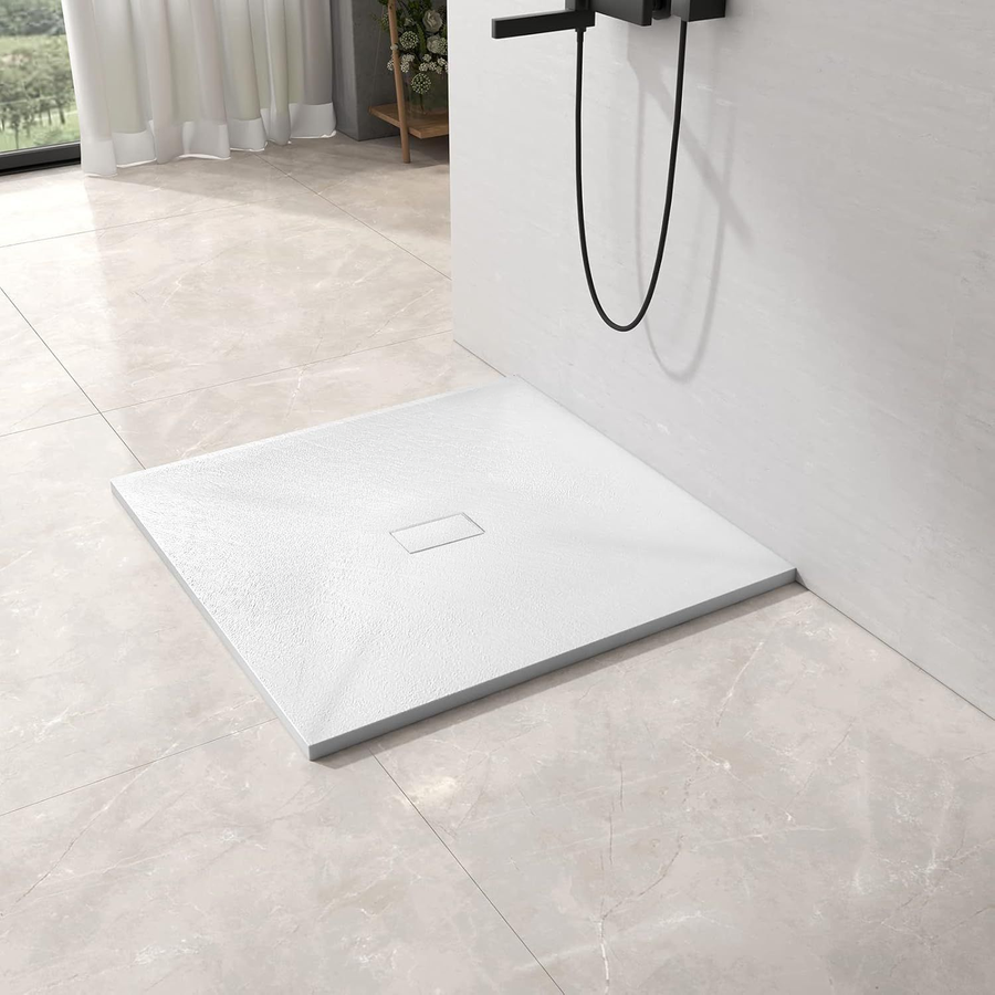 Square shower tray 90x90 cm, slim 3 cm, glossy white Home & Garden Default Title Alessandro Design