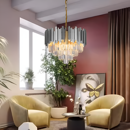 Crystal Chandelier BLOIS Eleganza 8xE14, Diameter 50 cm, Silver, Adjustable Height Crystal Chandeliers Default Title Alessandro Design