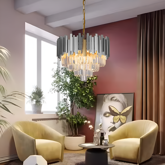 Crystal Chandelier BLOIS Eleganza 8xE14, Diameter 50 cm, Silver, Adjustable Height Crystal Chandeliers Default Title Alessandro Design