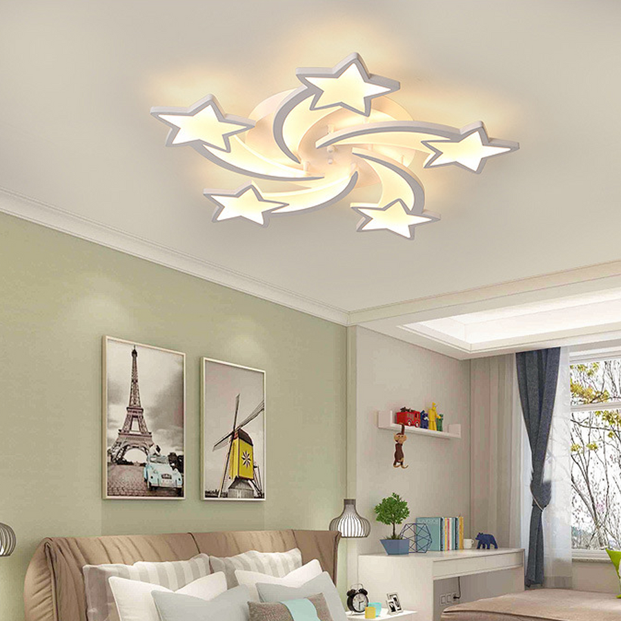 LED chandelier with remote control IPOMOEA 85W, 5 Stars, Cold/Warm/Neutral light, Dimmable, White LED chandelier with remote control Default Title Alessandro Design