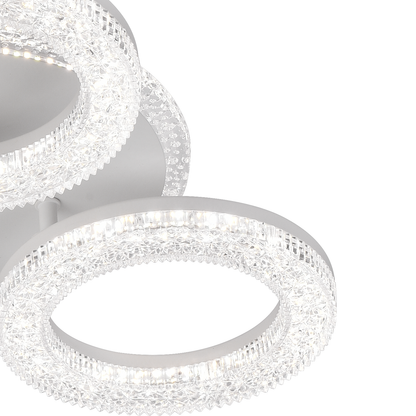 FREJA LED Chandelier with Remote Control, 50W, 3000K/4000K/6000K, Dimmable, White, Crystals, 3 Circles LED Chandeliers with Remote Control Default Title Alessandro Design