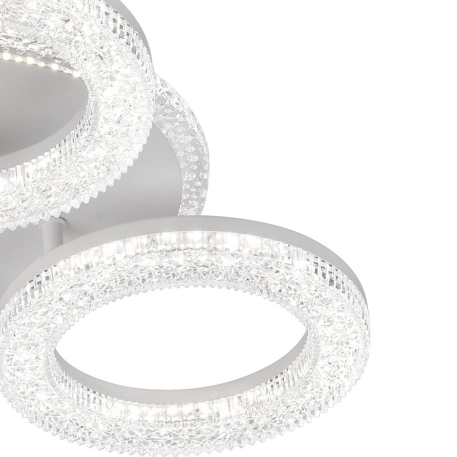FREJA LED Chandelier with Remote Control, 50W, 3000K/4000K/6000K, Dimmable, White, Crystals, 3 Circles LED Chandeliers with Remote Control Default Title Alessandro Design