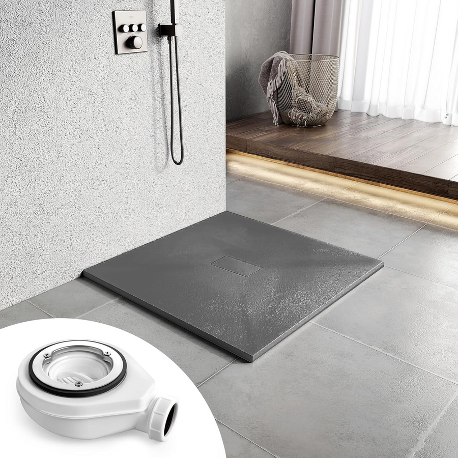 Square shower tray 90x90 cm, slim 3 cm, dark gray Home & Garden Default Title Alessandro Design