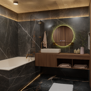 Mirror LED Touch Alfred Defogging System, Clock and Temperature 60x60 cm With Integrated Support Mirrors Korman S Default Title Alessandro Design