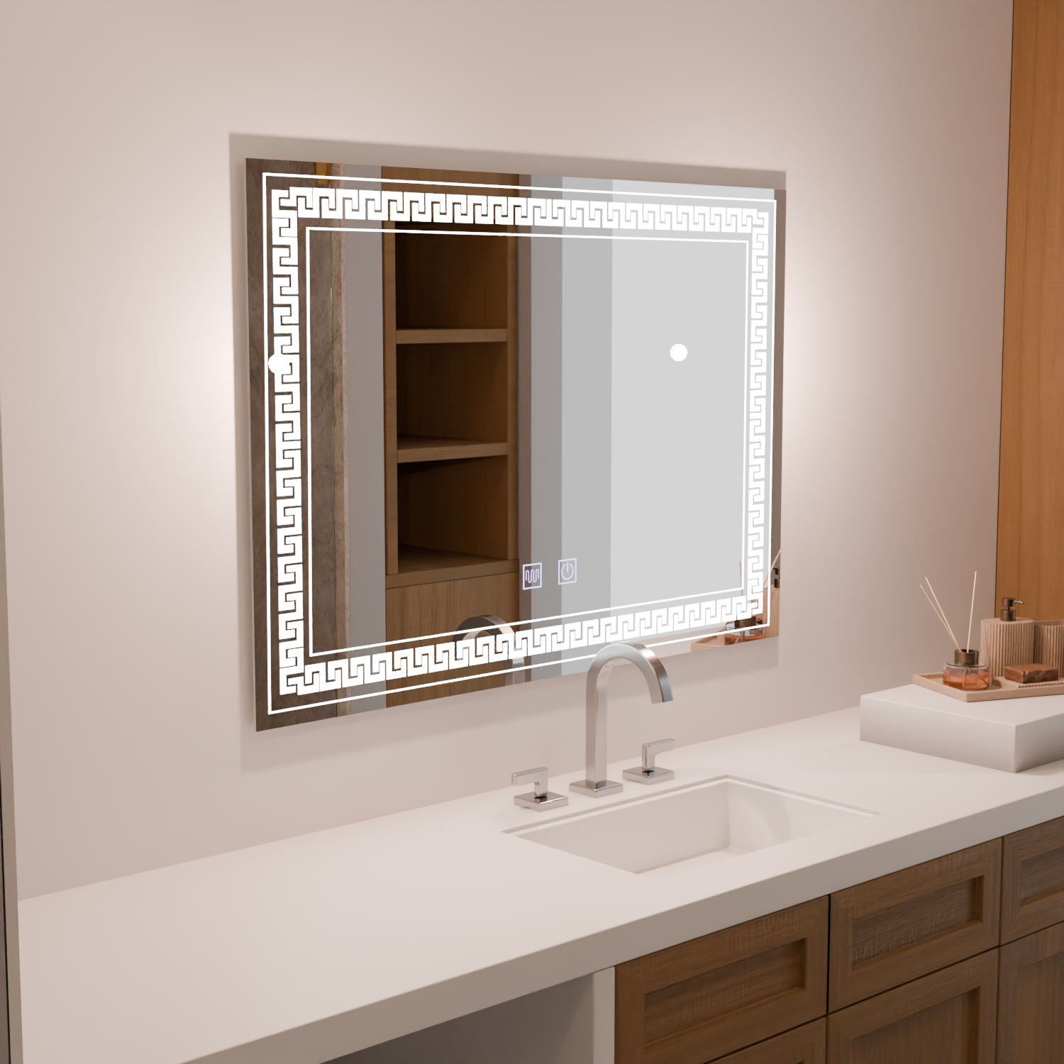 Rectangular LED mirror 80x60 Touch Volta De-fogging system Mirrors Korman E Default Title Alessandro Design