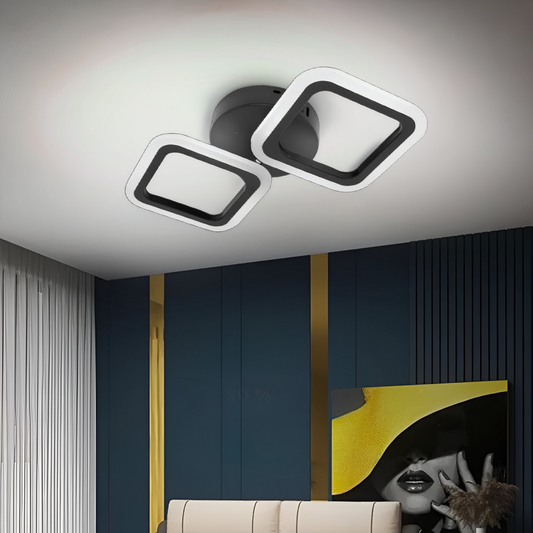 LED Chandelier PULSARIS 27W, 2 Squares, Cold/Warm/Neutral light, Black LED Chandeliers Default Title Alessandro Design