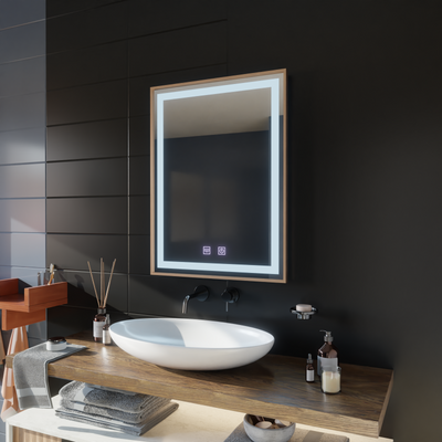 LED Touch Kariri mirror, 60x80 cm, Demist function, Rose Gold Brushed frame