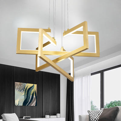 LED chandelier with remote control, Suspended 71W, 3 Elements, Cold/Warm/Neutral light, Dimmable, Adjustable height, Gold