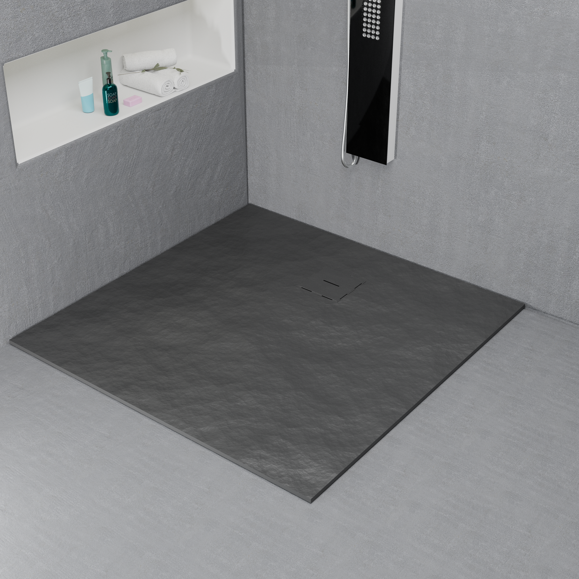 Square shower tray 90x90 cm, slim 3 cm, dark gray Home & Garden Default Title Alessandro Design