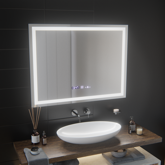 Rectangular LED Mirror, 100x75cm, Verite MotionGlow Marcello, De-fogging System, Clock & Thermometer, Dimable Marcello Mirrors Default Title Alessandro Design