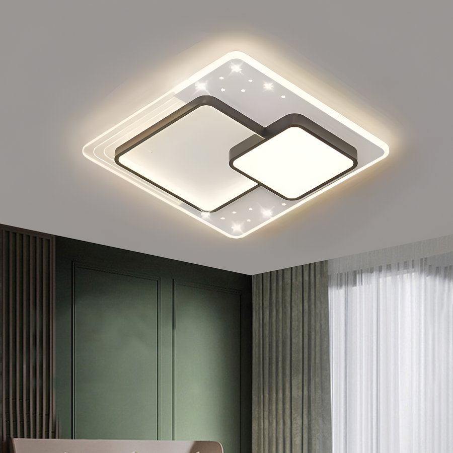 Lustra LED cu telecomanda SERPENTA 60W, Patrata, lumina Rece/Calda/Neutra, Dimabila, Negru Lustre LED cu Telecomanda Default Title Alessandro Design
