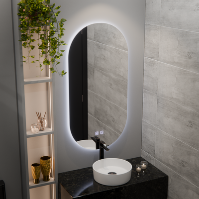 Oval LED mirror, 50x100cm, Velara Touch, Demister System, Dimmable
