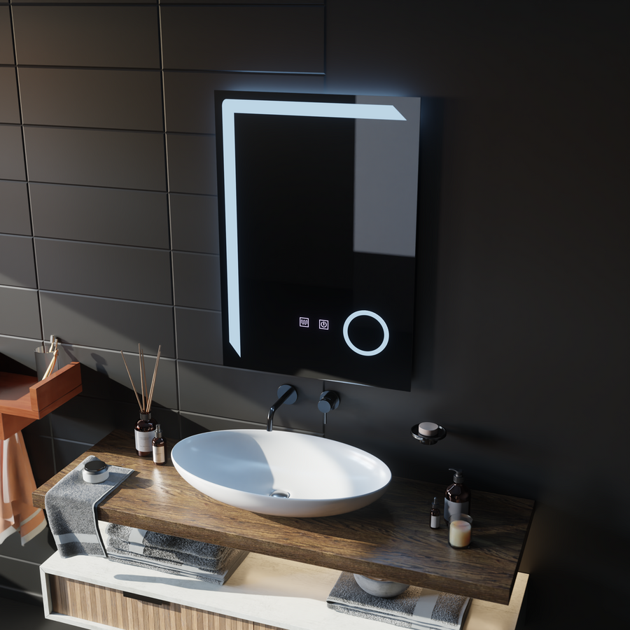 Rectangular LED Mirror, 60x80cm, Linea Touch, Demister System, Dimmable Mirrors Korman E Default Title Alessandro Design