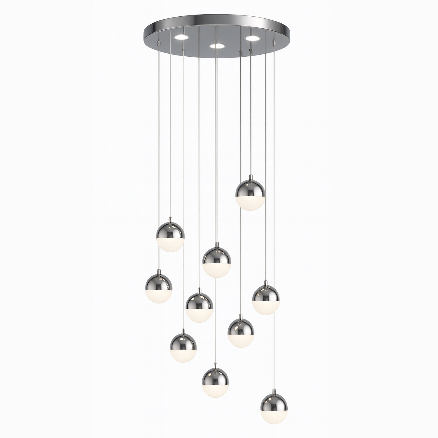 Hanging LED chandelier with remote control JEREMIAS 132W, 10 Elements, Cold/Warm/Neutral light, Dimmable, Silver Modern Chandeliers Default Title Alessandro Design