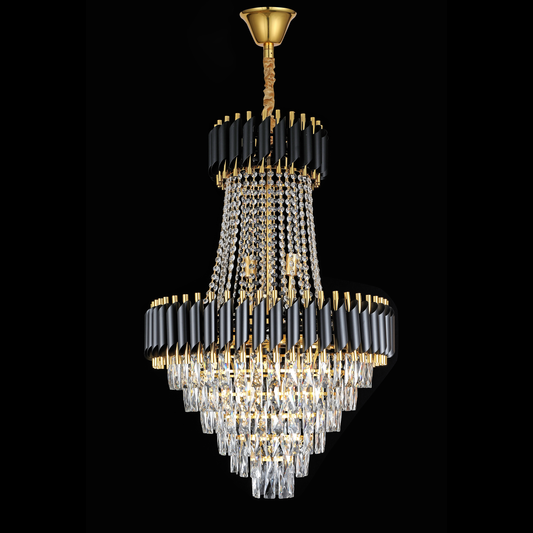 Crystal Chandelier CC900/800X1200, 23xE14, Diameter 80cm, Height 120cm, Shiny Gold and Black, Adjustable Height, Elegant Design Crystal Chandeliers Default Title Alessandro Design