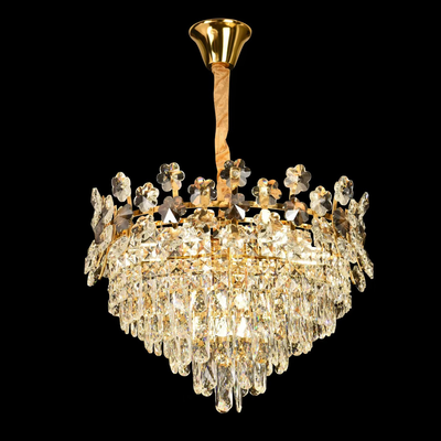 Crystal Chandelier CC6705/500GD 9x E14, Diameter 50cm, Shiny Gold, Adjustable Height