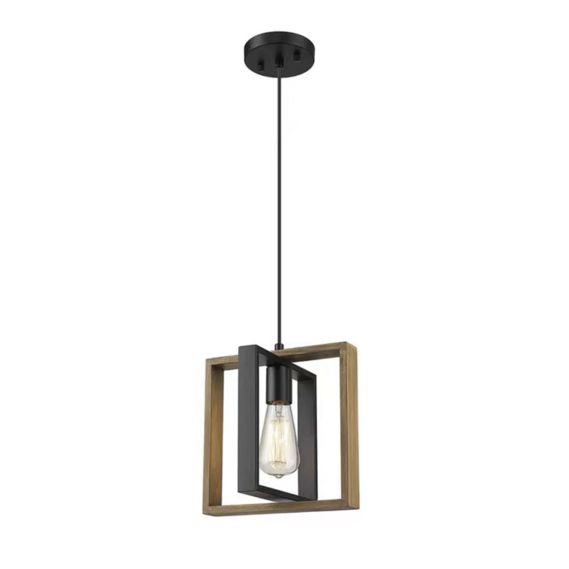 Lustra Vintage LV560/1BK, 1xE27, Rustic Barn, Lemn si Metal, Negru Lustre Vintage Default Title Alessandro Design