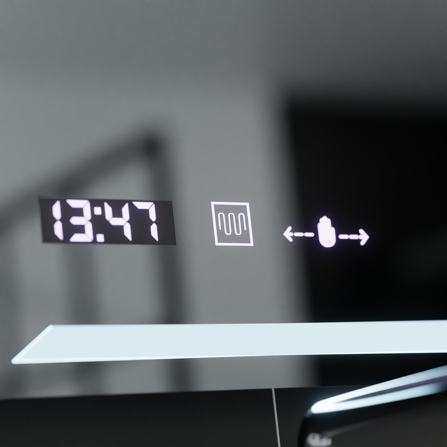 Rectangular LED mirror, 80x60cm, Rayonnement MotionGlow Marcello, Demister System, Clock & Thermometer, Dimable Mirrors Marcello Default Title Alessandro Design