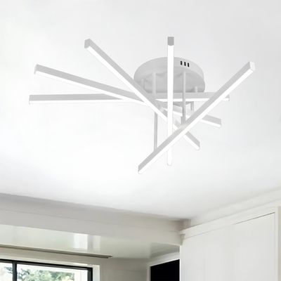 GIO Remote Control LED Chandelier, 68W, 5 Elements, Cool/Cool/Neutral Light, Dimmable, White