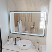 Rectangular LED mirror 100x65cm EDGE Touch Demister System, Black Frame