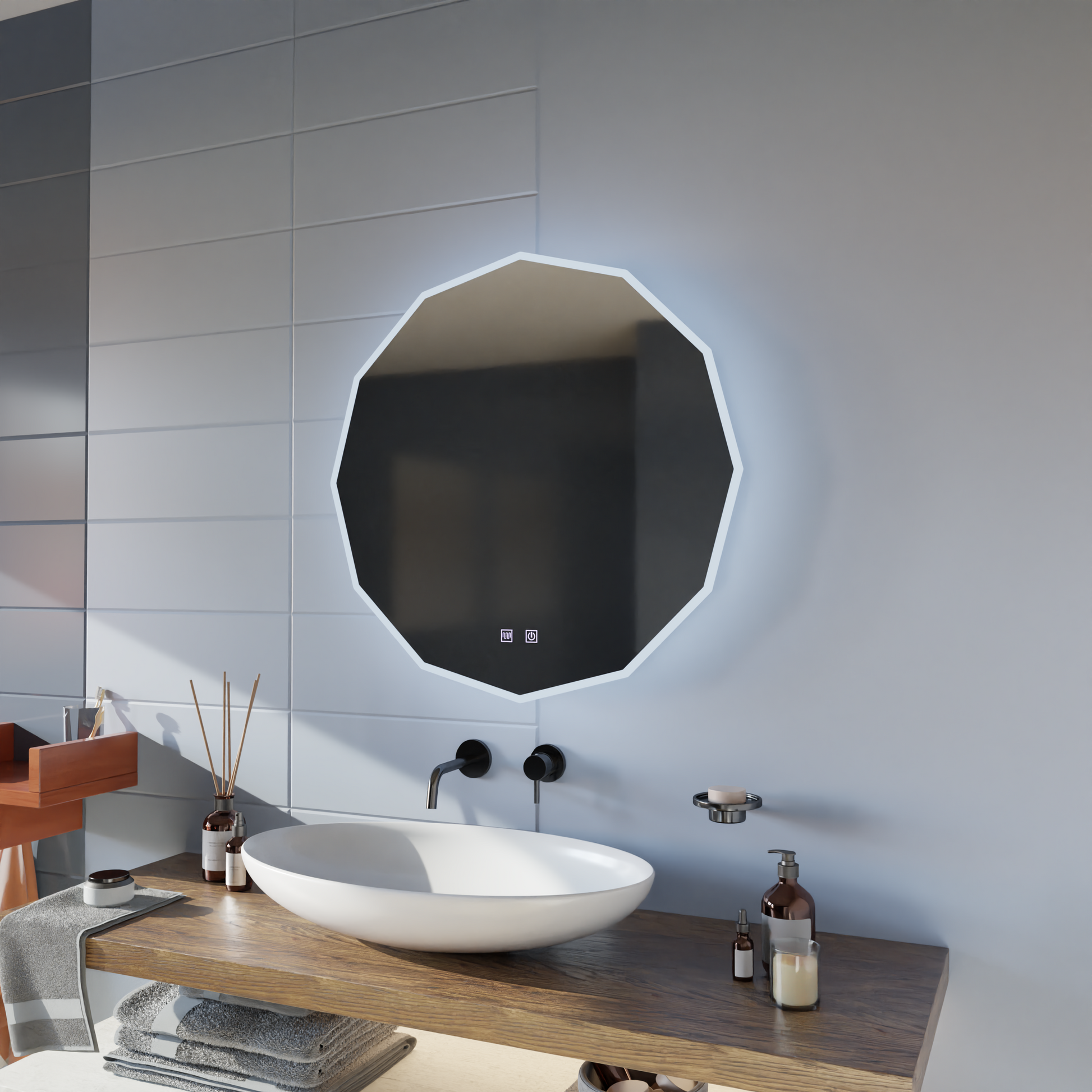 LED Round Mirror, 80cm, VIVO Touch, Demister System, Dimmable Mirrors Korman E Default Title Alessandro Design