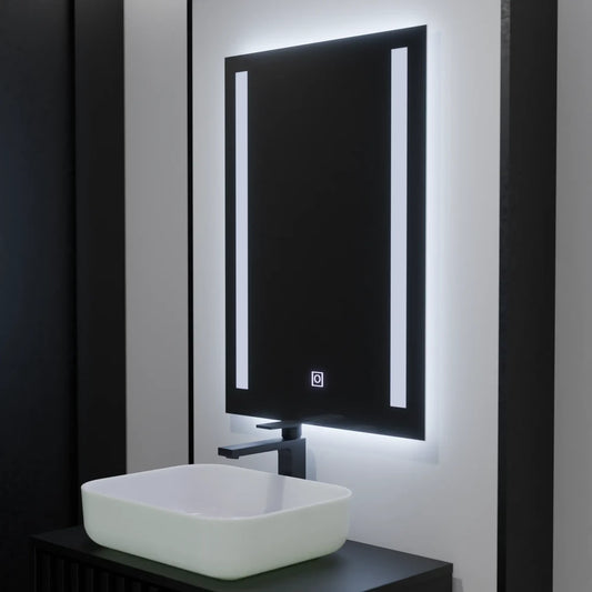 Rectangular LED Mirror, 50x70cm, Dual Light Basic Touch LED Mirrors Default Title Alessandro Design