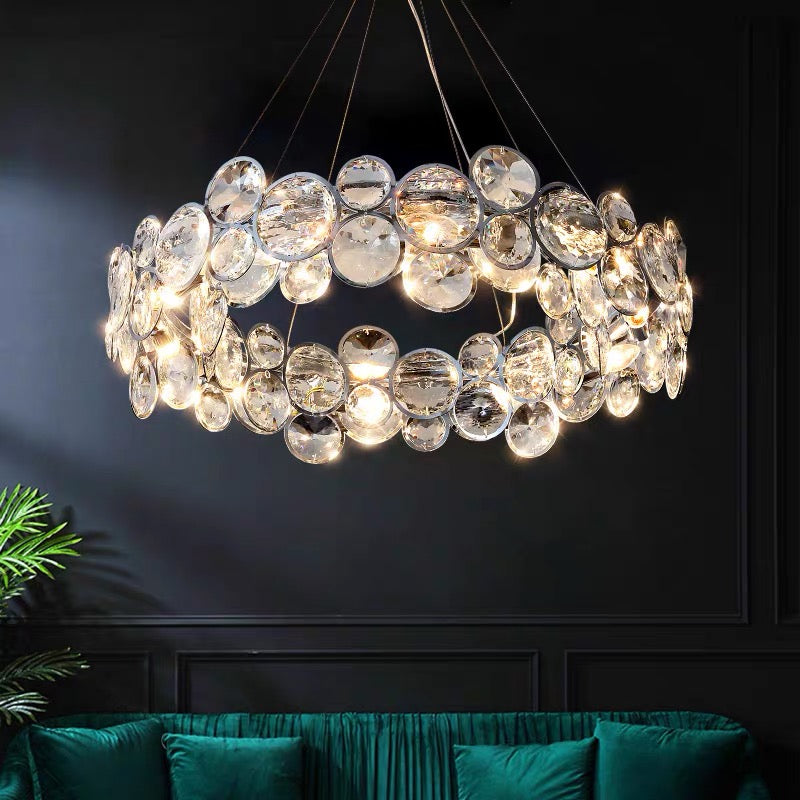 Angelica Crystal Chandelier 6XE14 Silver, Diameter 49cm, Adjustable Height Modern Chandeliers Default Title Alessandro Design