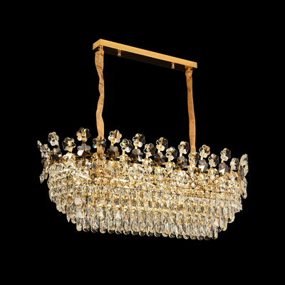 Crystal Chandelier CC6705/900X350GD 10x E14, 90cm, Shiny Gold, Adjustable Height