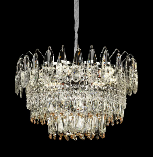 Candelabru Cristal MAJESTIC Eleganza, 9x E14, Diametru 50cm, Crom Lucios, Inaltime Reglabil Candelabre Cristal Default Title Alessandro Design